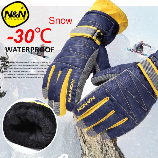 US $11.51 NANDN Winter Warm Mountain Snowboard Ski Gloves men women Cold Snow Skiing Mittens Waterproof Snowm