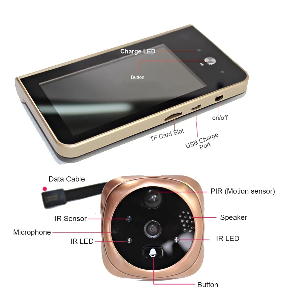  Topvico Doorbell Video Peephole Wifi Doorbell Camera 4.3