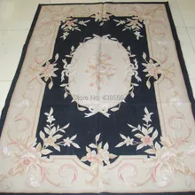 4'X6' французский шерстяной ковер из обюссона ручной работы новозеландская шерсть ковры и ковры для украшения дома черный