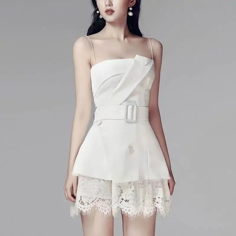 

Limiguyue New Fashion Sexy Off Shoulder Women 2 Piece Set elegant backless Tops Sexy Lace Shorts suit Women set suit summer T961