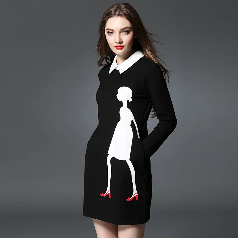 black shift dress with white collar
