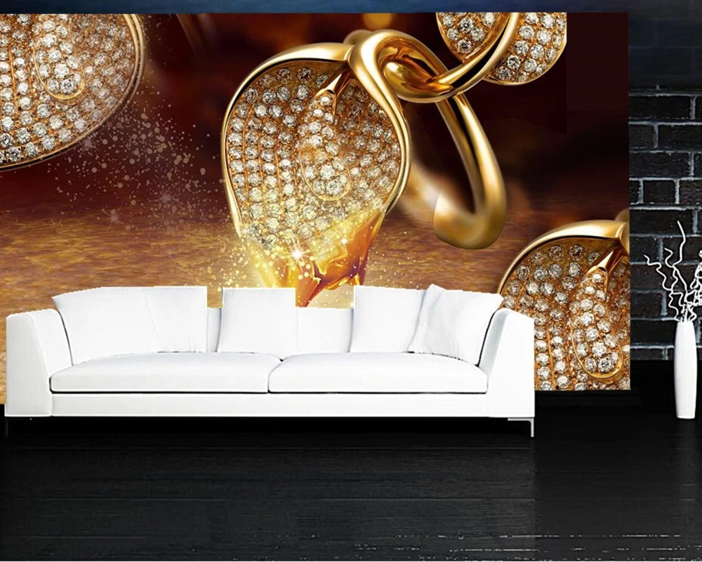 

Gold Calla Lily Diamond Jewelry flower 3d wallpaper papel de parede,living room TV sofa wall bedroom wall papers home decor cafe