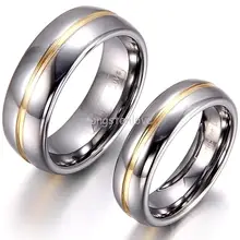 1 Unidades Hombre Mujer Pareja Oro Inserción De Carburo De Tungsteno Anillo de Tungsteno Anillos de Bodas Del Contrato del Aniversario 6/8mm Seleccionable