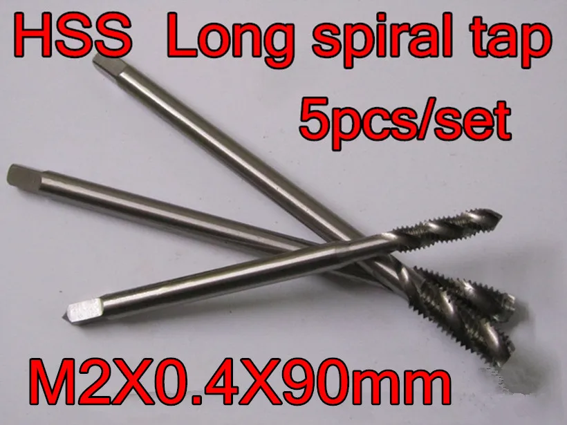 M2X0.4x90mm 5 шт./компл. HSS Длинная спиральная обработка крана: сталь