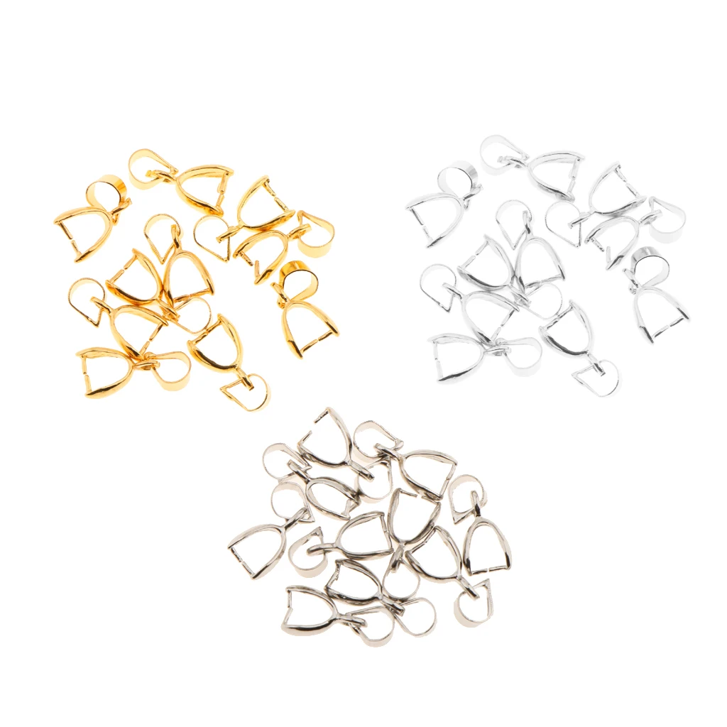 30pcs Assorted Charm Pendant Pinch Clip Bail Connector DIY Jewelry Findings