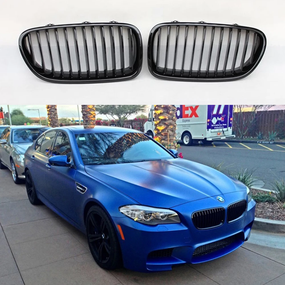cheap F10 M5 Style Glossy Black ABS Auto Car Front Bumper Mesh Grill Guard for BMW F10 2011 2013