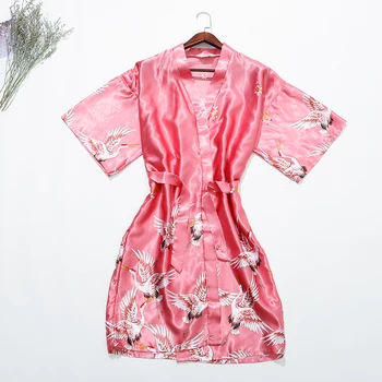

Silky Lady Nightwear Casual Yukata Kimono Bath Gown Summer Pink Bride Bridesmaid Wedding Robes Sexy Nightgown Intimate Lingerie