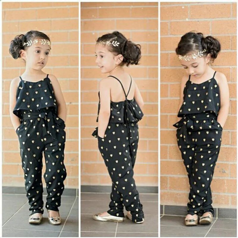 

Summer Fashion Baby Kids Romper Set Girls Sleeveless Floral Romper Jumpsuits Bib Pants Jeans Suspender Trousers Overalls 2-7Y