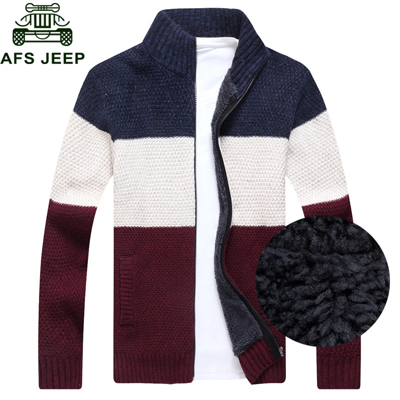 Brand Thick Winter Cardigan Men Warm Fleece Sweatercoat