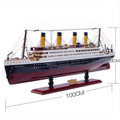 30-100CM Wooden Titanic Cruise Ship Model with LED Lights Decoration Wood Sailing Boat Craft Creative Home Living Room Decor