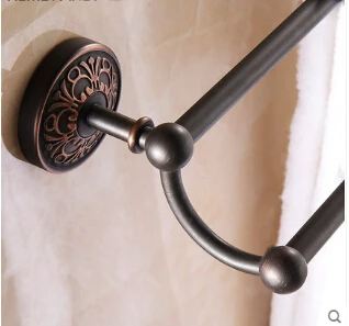 

High Quality Antique Black wall mounted 24 inch Double Towel Bar Elegant Towel Holder Bathroom Towel Rack,Bathroom Towel Rail
