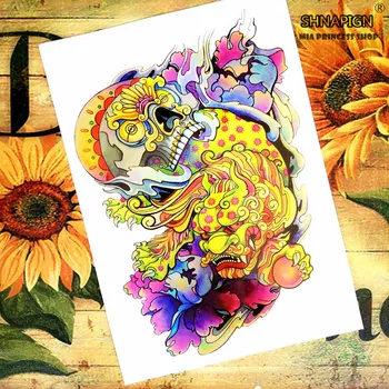 

SHNAPIGN Gold brave Temporary Tattoo Body Art Flash Tattoo Stickers 12*20cm Waterproof Henna Styling Home Decor Wall Sticker