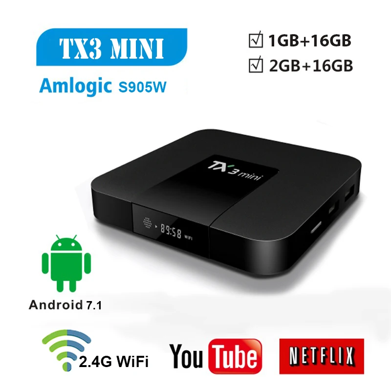 

HOT Android 7.1 TANIX TX3 MINI Amlogic S905W Smart TV BOX 2GRAM 16g ROM Quad Core DDR3 2.4G/5G WIFI H.265 4K HD Media Player