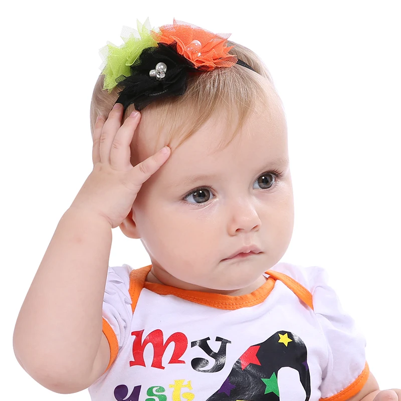 2015 Halloween Baby Girls Chiffon Flowers Headband Children Kids Hair
