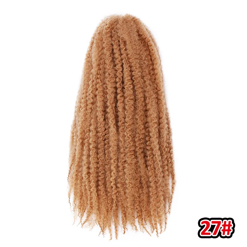 Энергичные вязанные крючком косички волосы синтетические Marley плетение волос курчавые волосы в стиле афро наращивание для женщин 18 дюймов Омбре косичка - Цвет: #27