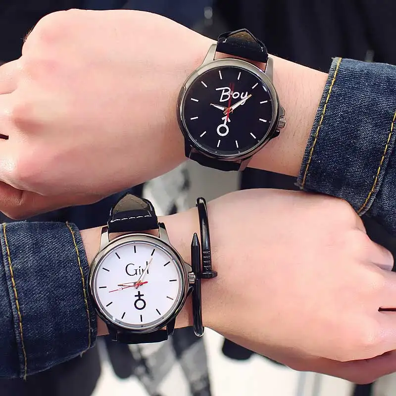 Middle school couple Watch boy girl letters Lovers watches Harajuku retro watch personality logo WristWatch Middle school couple Watch boy girl letters Lovers watches Harajuku retro watch personality logo WristWatch