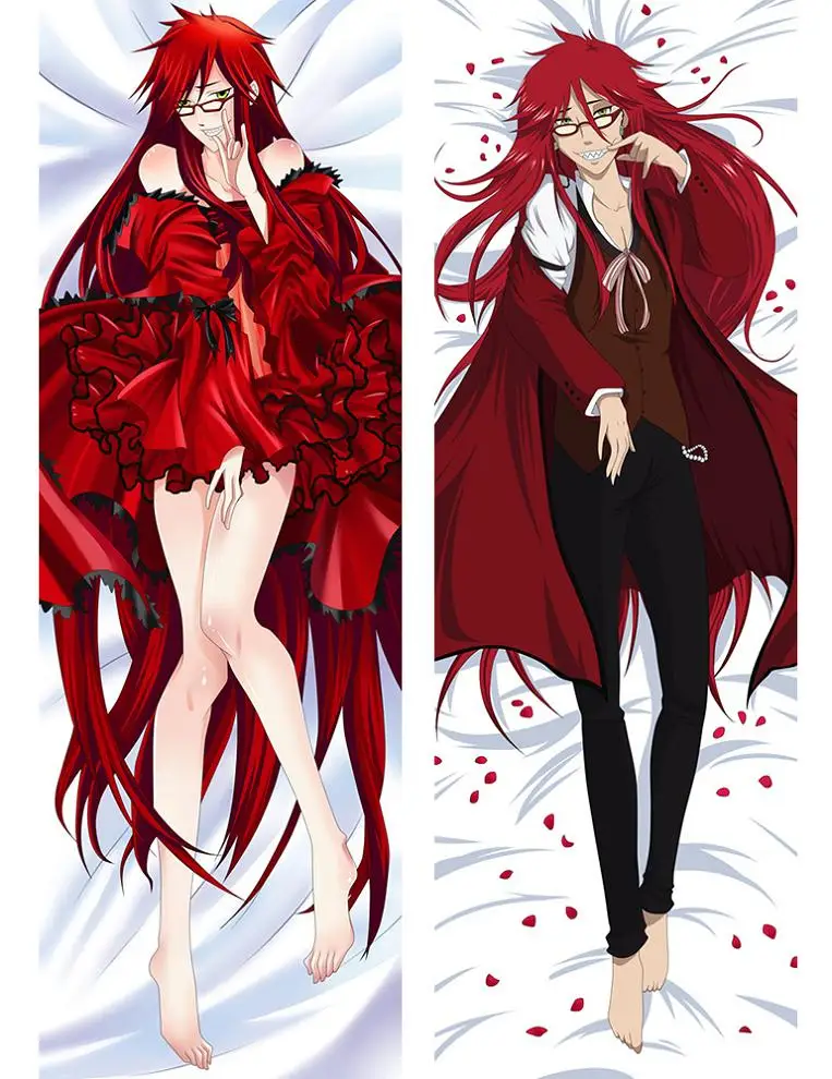 2 Black Butler Grell Sutcliff Hugging Body Pillow Cover Case Japanese Anime Male Pillow Covers 71048 (2)