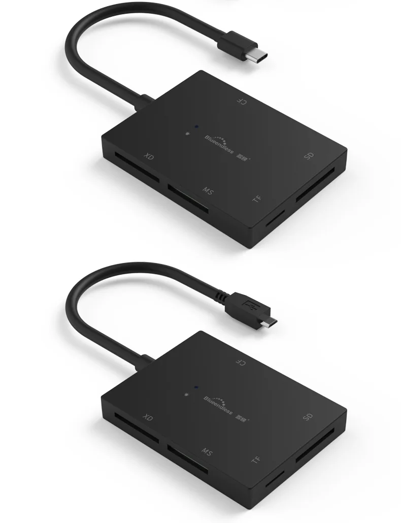 5 port multi memory card reader usb hub OTG function usb 3.0 hub splitter with led indicator light for TFCFSDMSXD card slot  (2)