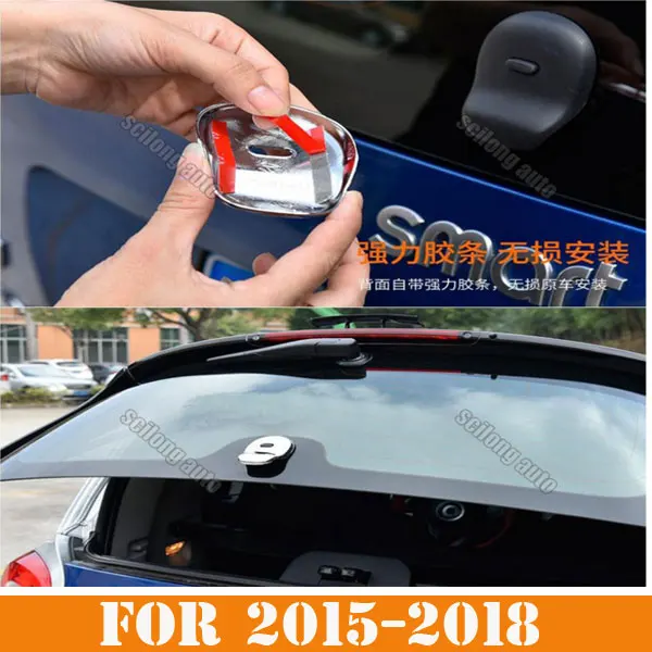 

SIKALI SKL ABS rear trunk handle trim tail window Rear glass modification handle cvoer sticker fit for 2015-2017 smart fortwo