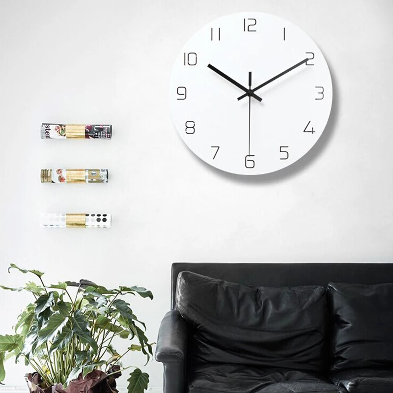 12 Inch Wall Clock Nordic Household Mute Living Room Bedroom Minimalist Modern Decorative Wall Watch Quartz Round Clocks