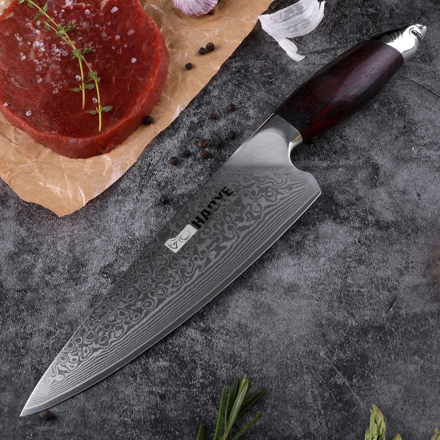  Damascus chefs knife Japanese 67 layers vg10 steel kitchen knives profesional wide blade sandalwood - 33006607339