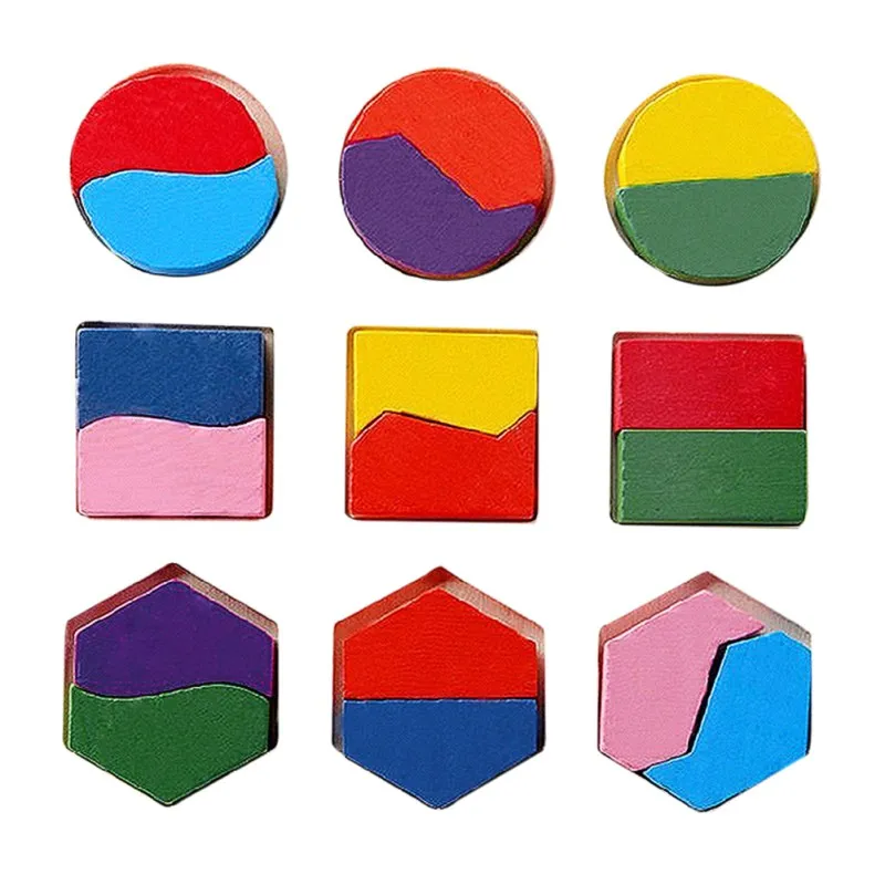 Деревянный, Детский обучающий пазл развивающие геометрические Пазлы игрушка Монтессори игрушки