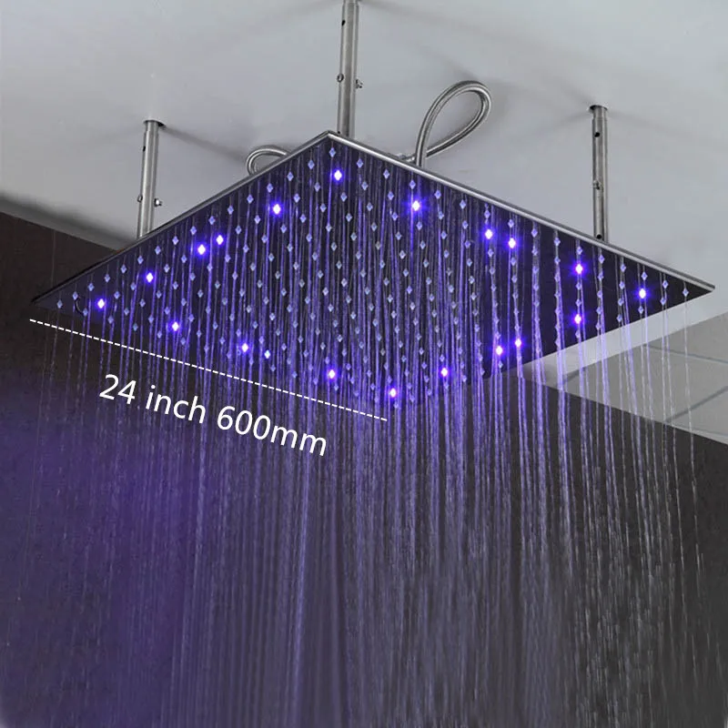 Насадка для душа квадратная 24 дюйма 304 мм|rainfall shower head|led headshower head |