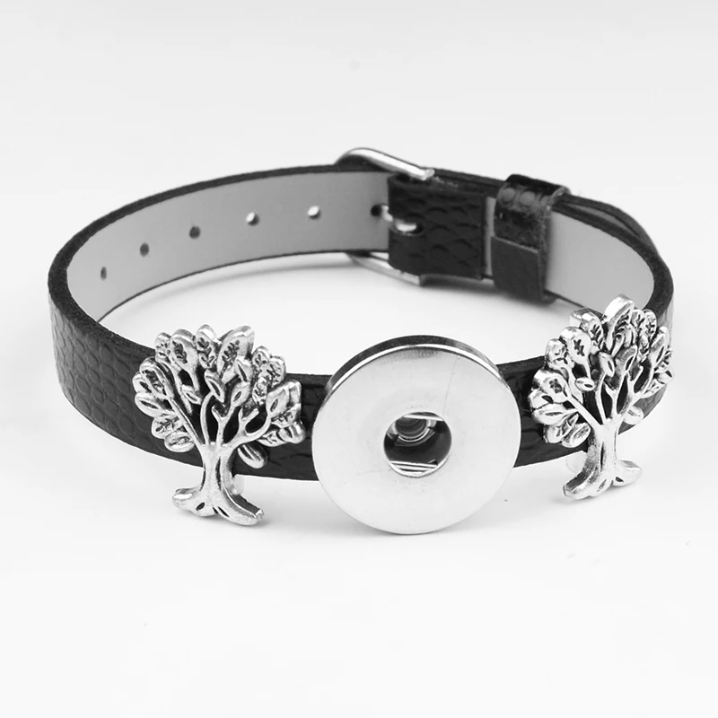 Новая мода Дерево жизни сова любовь искусственная кожа 18 мм Кнопка браслет NA7521