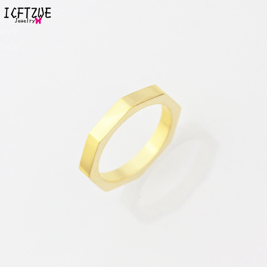 

ICFTZWE Trendy Golden Silver Hexagon Big Rings For Women Luxury Jewelry Adjustable Antique Rings Rings Bijoux Femme