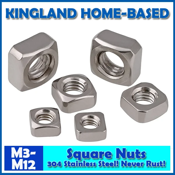 M3 M12 DIN557 Square Nut 304 Stainless Steel Fasteners DIY Maintain