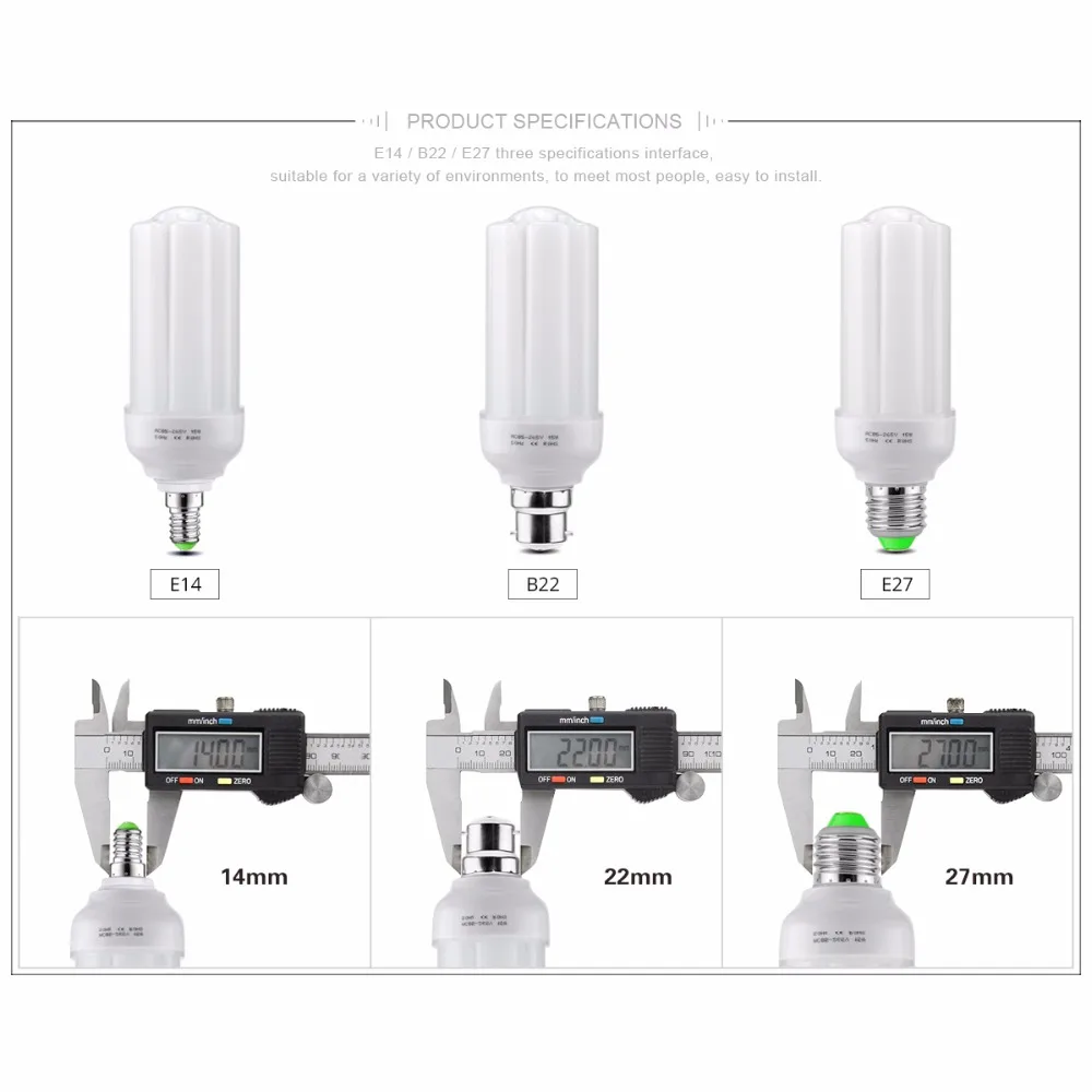 Светодиодная лампа для защиты глаз E27 E14 B22 5W 10W 15W 20W 30W 110V 220V 85 V 265 рассеиватель