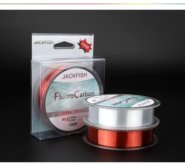 JACKFISH 100M Fluorocarbon fishing line 5-30LB Super strong brand Leader  Line clear fly fishing line pesca