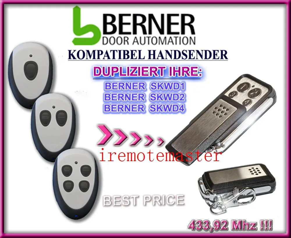 

After market BERNER SKWD1, SKWD2, SKWD4 compatible remote 433.92MHZ free shipping