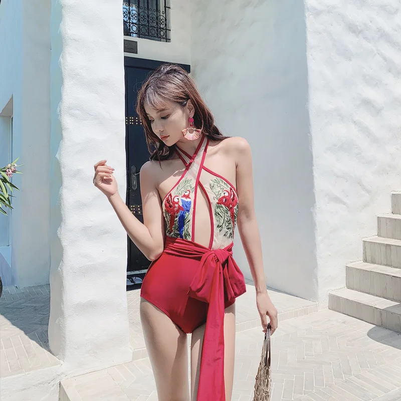 

One Piece Bathing Suit Whole Swimsuit Bikinis Female 2019 Women's One-Piece Swimwear Push Up Has No Underwire Bracket