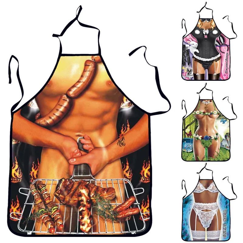 Funny Sexy Kitchen Apron Women Bibs Cool Funny Apron Sleeveless Cooking Baking Accessories Aprons for Woman Man Cooking Apron