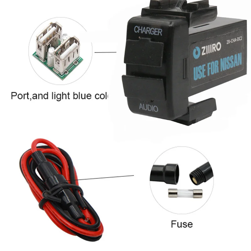 Автозапчасти 2.1A автомобильное зарядное устройство с аудио MP3 интерфейс USB разъем