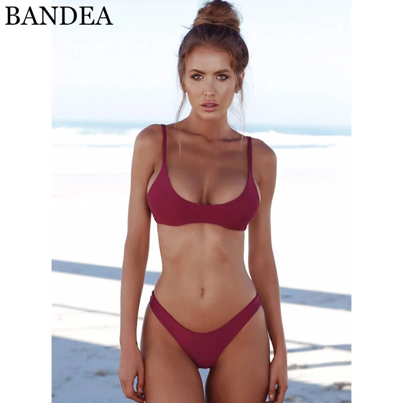 

BANDEA Swimsuit Female Bikini Push Up Swimming Suit For Women Bikini 2019 Solid Bather Swimsuit Swimwear Swim Suit