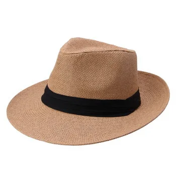 7 цветов! Новая мода для мужчин/женщин соломенная летняя Солнцезащитная Пляжная Шляпа Fedora - Цвет: Color1