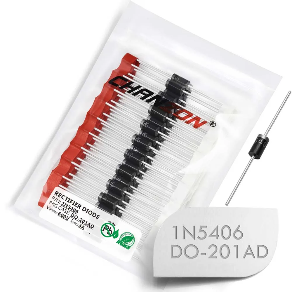 Выпрямительный диод 1N 3 А 600 В DO-201AD (DO-27) 5406 в 50 шт. | Электронные компоненты и