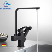 FMHJFISD черный SUS304 кухонный кран с поворотом на 360 градусов, выдвижной распылитель, Ручной смеситель, краны для воды, матовый никель