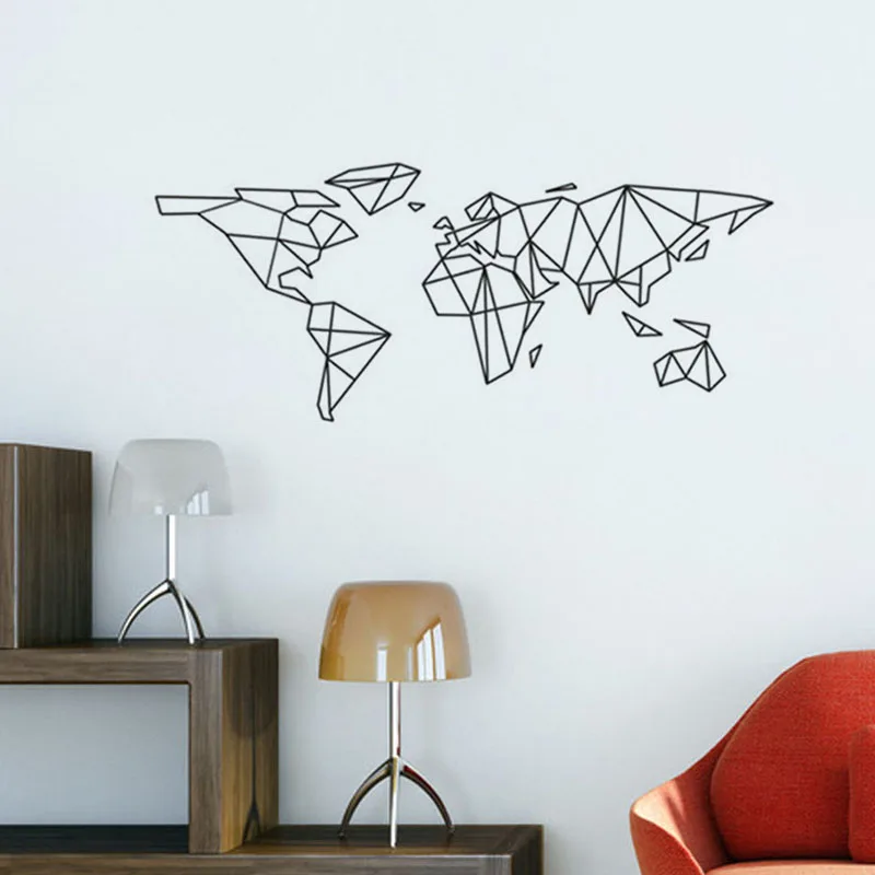 Us 299 25 Di Scontogeometrica Mappa Del Mondo Adesivi Murali Adesivo Carta Da Parati In Vinile Smontabile In Camera Decalcomania Della Decorazione