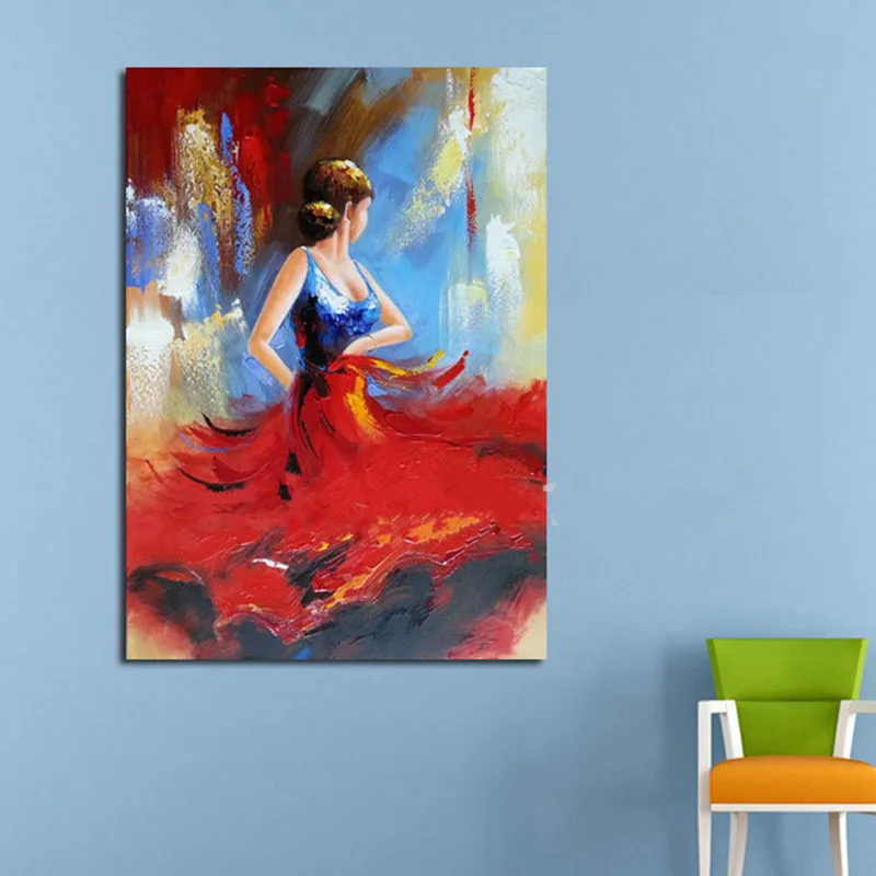 

Large Handpainted Abstract Figure Oil Paintings on Canvas Modern Home Decor Wall Art Painting Handmade Red Woman Dancer Pictures