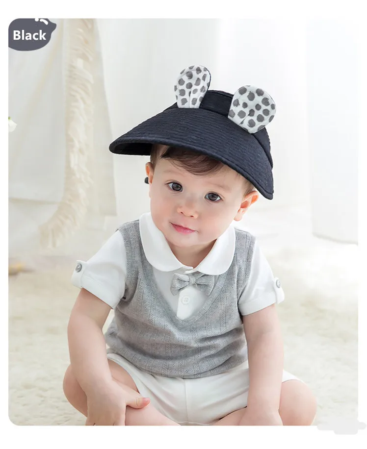 Новая детская шляпа с мультяшным Кроликом, летние складные детские солнцезащитные козырьки шляпы с ушками, регулируемые милые детские шапки для мальчиков и девочек, 4 цвета