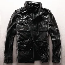 Армейское пальто из натуральной кожи, одежда M65, верхняя одежда, коровья кожа, куртка для мужчин размера плюс, большой размер, кожаная куртка для мотоциклистов