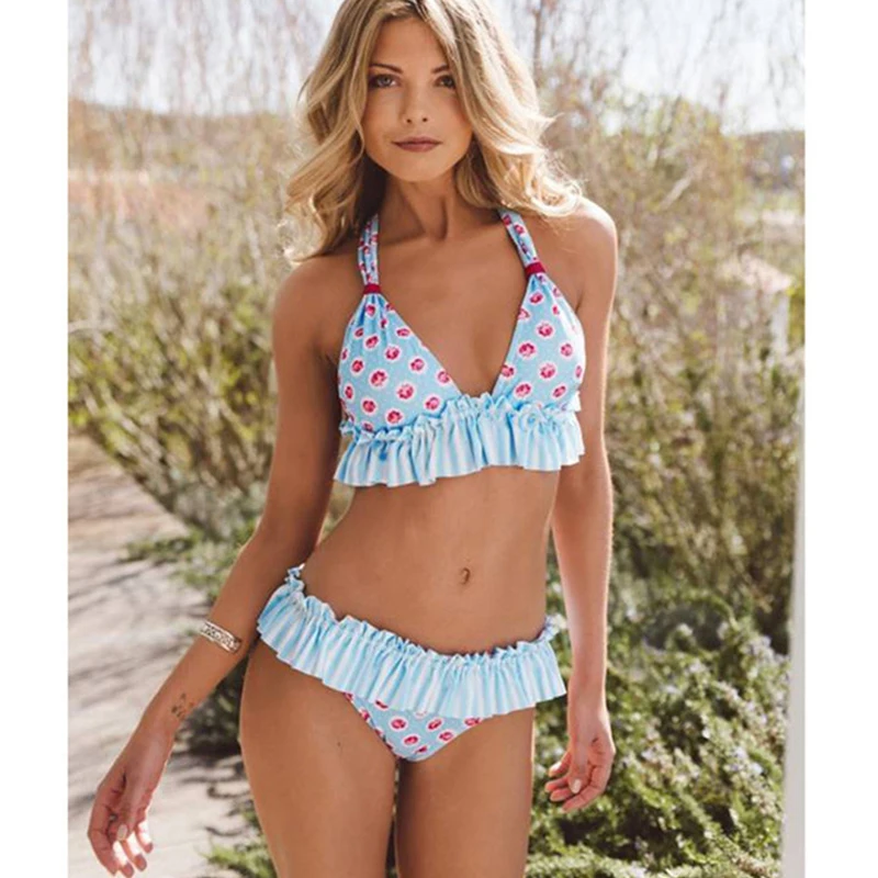 

2019 Lace Push Up Sexy Bikini Set Swimsuit Female Swimwear Women Halter Bathing Suit Micro Bikini Beach Padded Swim Suits Mujer