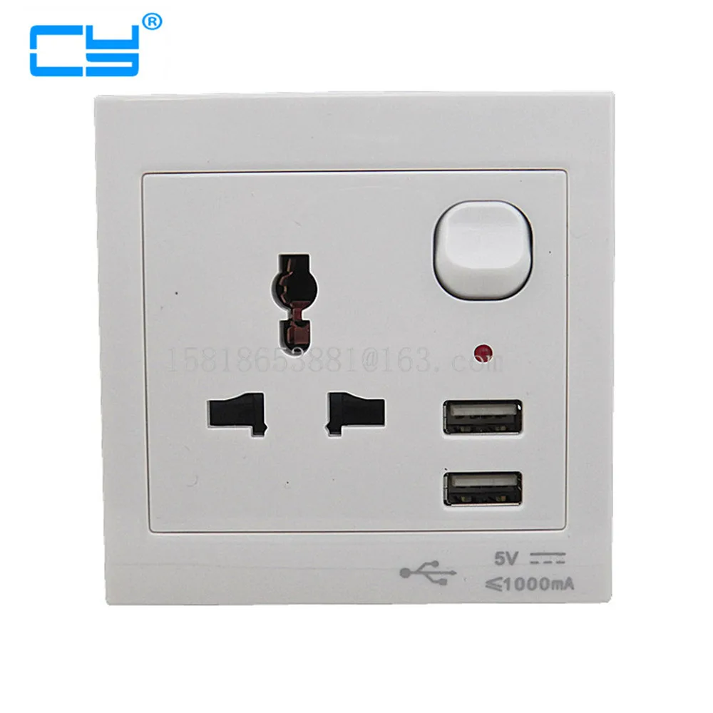 

Home EU US AU UK Universal Wall Face Plate Outlet Panel Powupply Socket Charging Plug Switch Charger w/ 2 USB Port