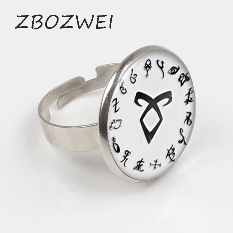 

ZBOZWEI 2018 The Mortal Instruments City of Bones Ring Vintage Angelic Power Runes Shadowhunters Ring for Men and Women gift