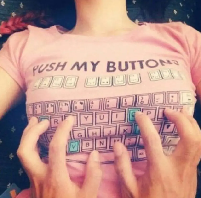 Creative Keyboard Printing Women's T-Shirt - Fashionable O-neck Cotton Top with Push My Buttons Design in Plus Sizes S-XXL image 6