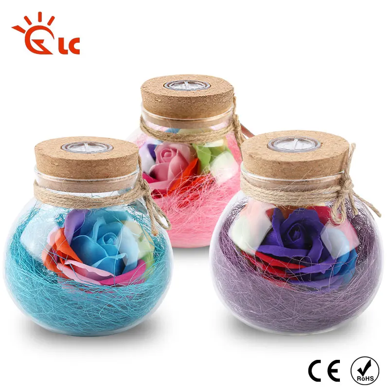 

Mom Lady Girl Friend Birthday Gift LED Bulbs Rose Flower Bottle Light with Remote Control Button Cell 0-5W For Holiday