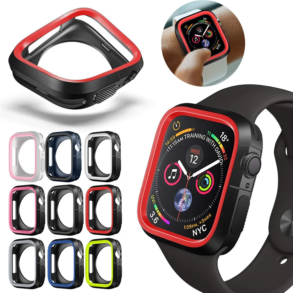 

TPU Case Cover Watch Protector For Apple Watch Series 4 3 2 1 Frame Protective Silicone Protective Case iWatch Bumper Cover